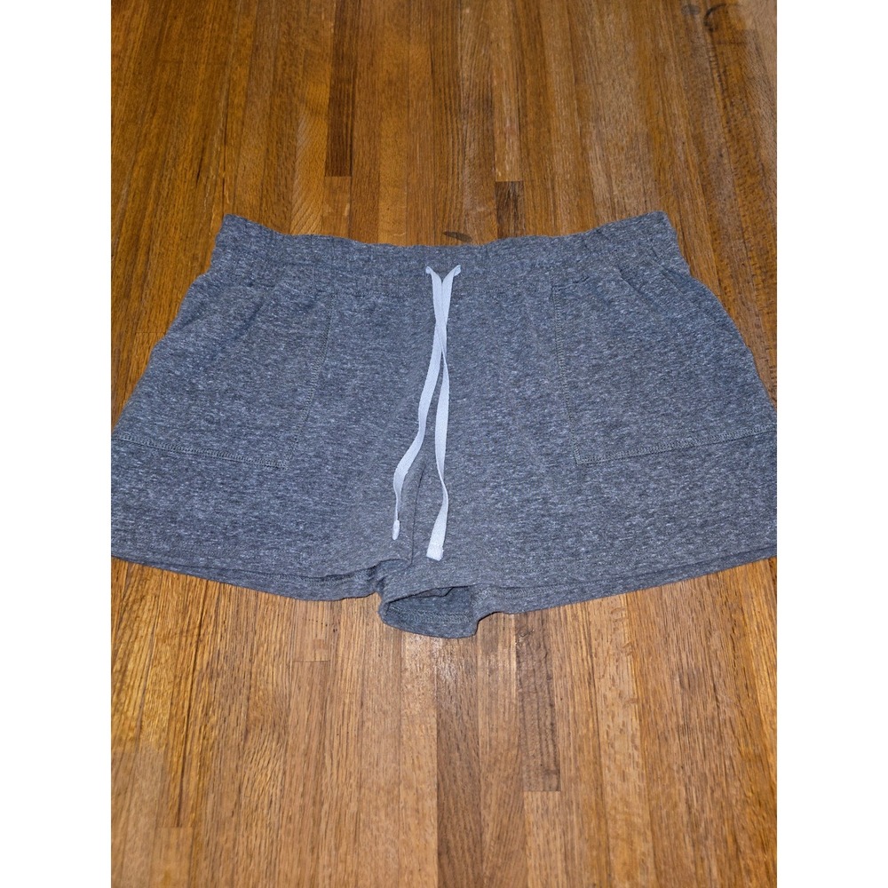 Just Be Women Large Heather Gray Elastic Waist Drawstring‎ Pockets Lounge Shorts